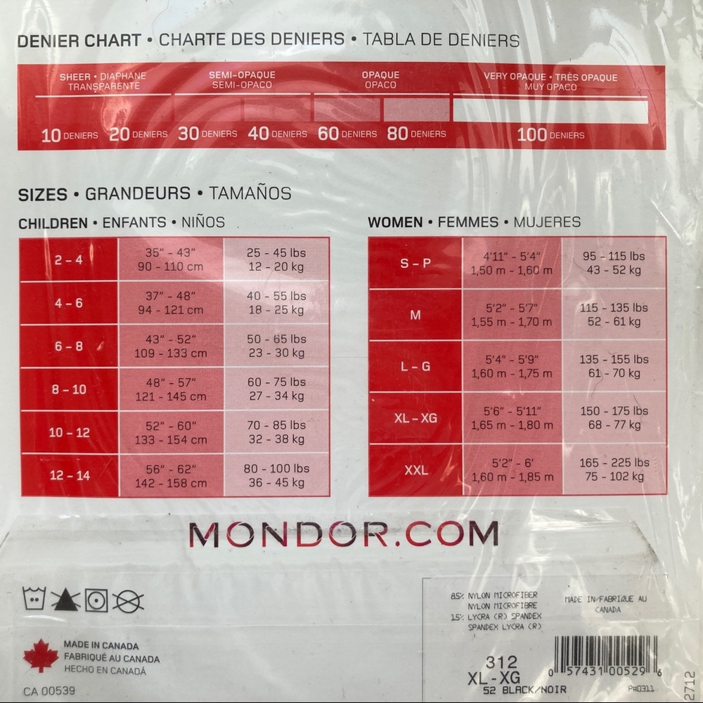 MONDOR 312 Footless Performance Dance Tights NWT - Picture 2 of 2